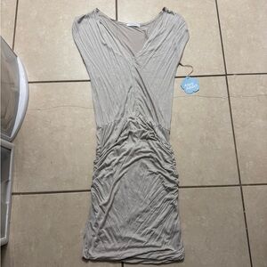 Elegant Gray Ruched Dress